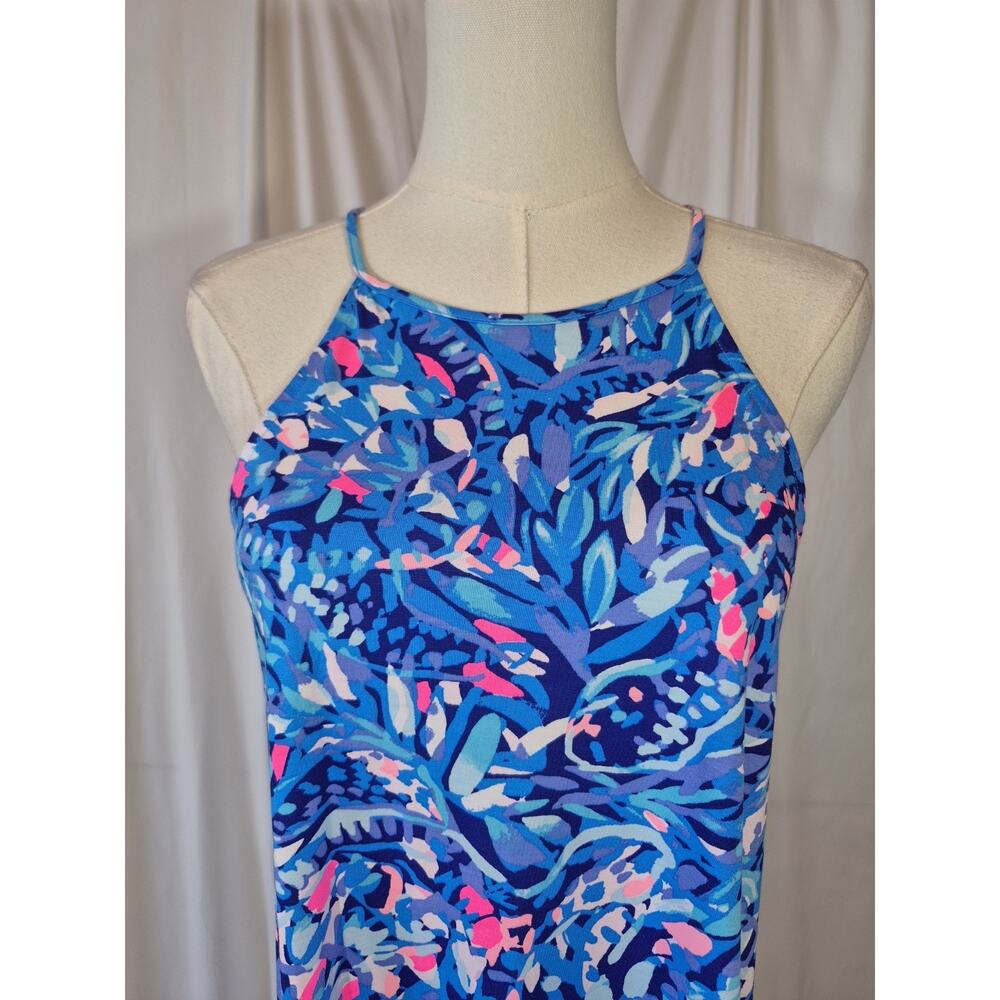 Lilly Pulitzer Margot Party Wave Pima Cotton Blue Pink Floral Mini Dress S New - Picture 3 of 9